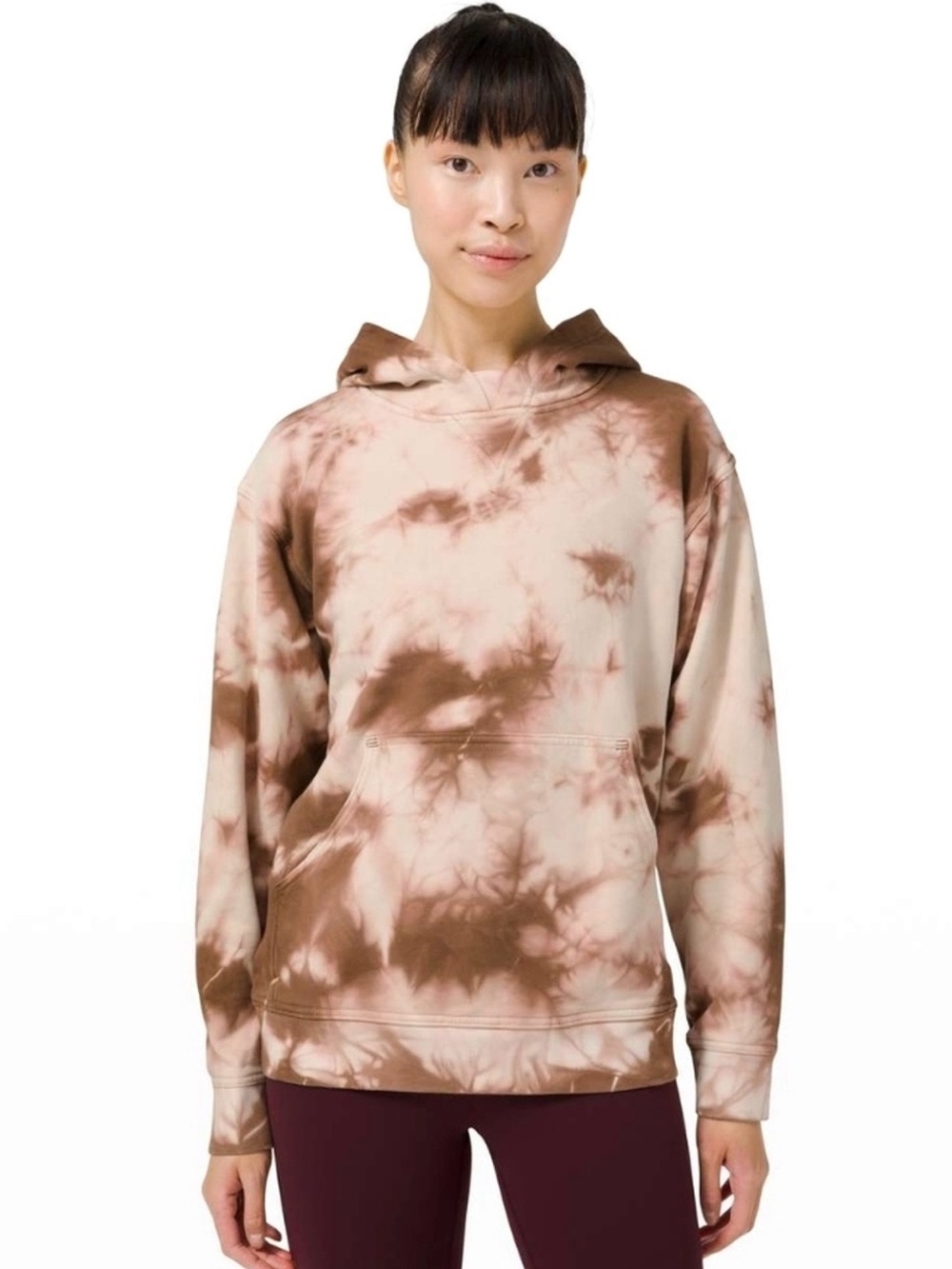 lululemon All Yours Tie-Dye Earth Dye Hoodie Sweatshirt Brown and Cream 8 Cotton